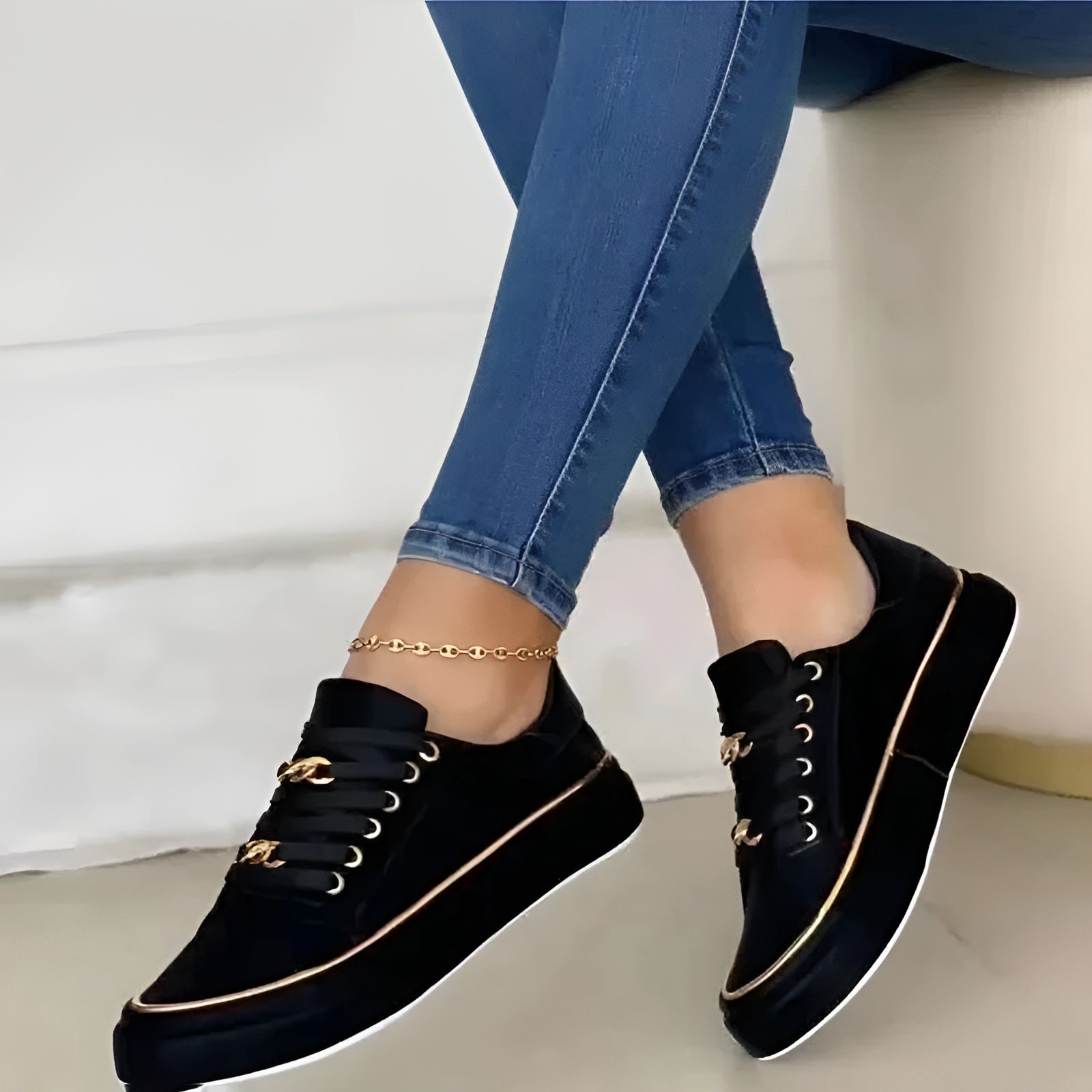Women’s Stylish Sneakers Chic Design with Golden Accents 5