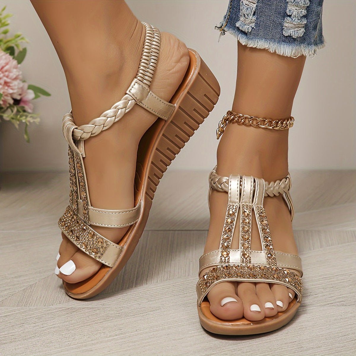 Women’s T-Strap Wedge Sandals Elegant Design 2