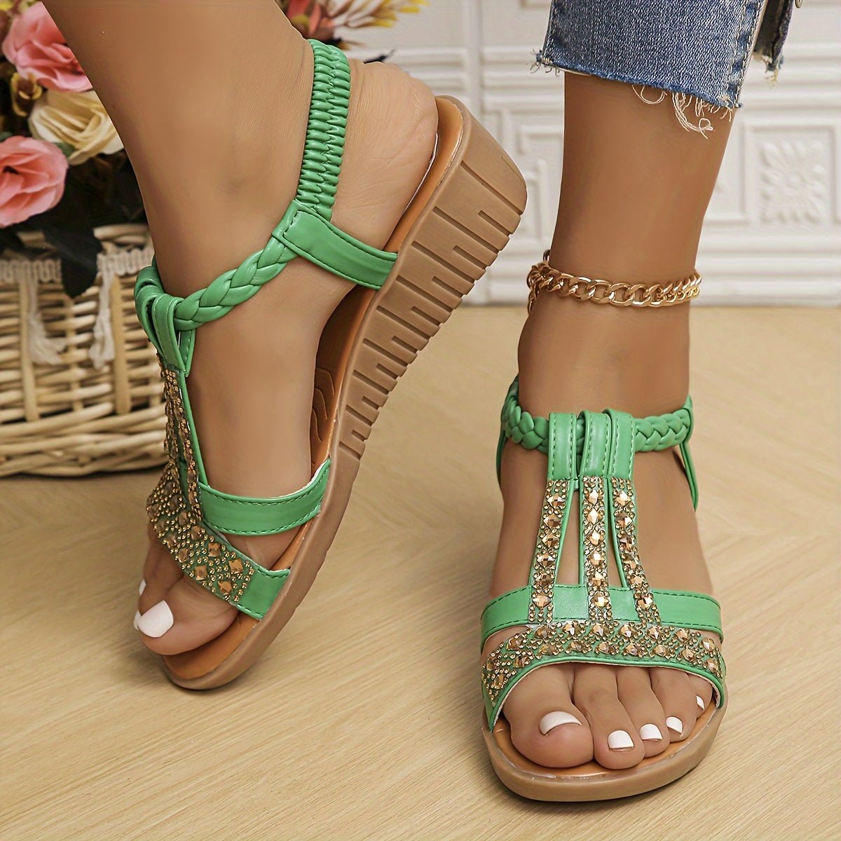 Women’s T-Strap Wedge Sandals Elegant Design 6