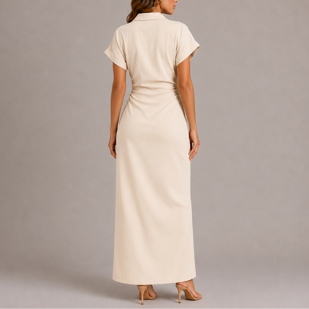 Women’s Tailored Denim Midi Dress with Side Zip Closure 3
