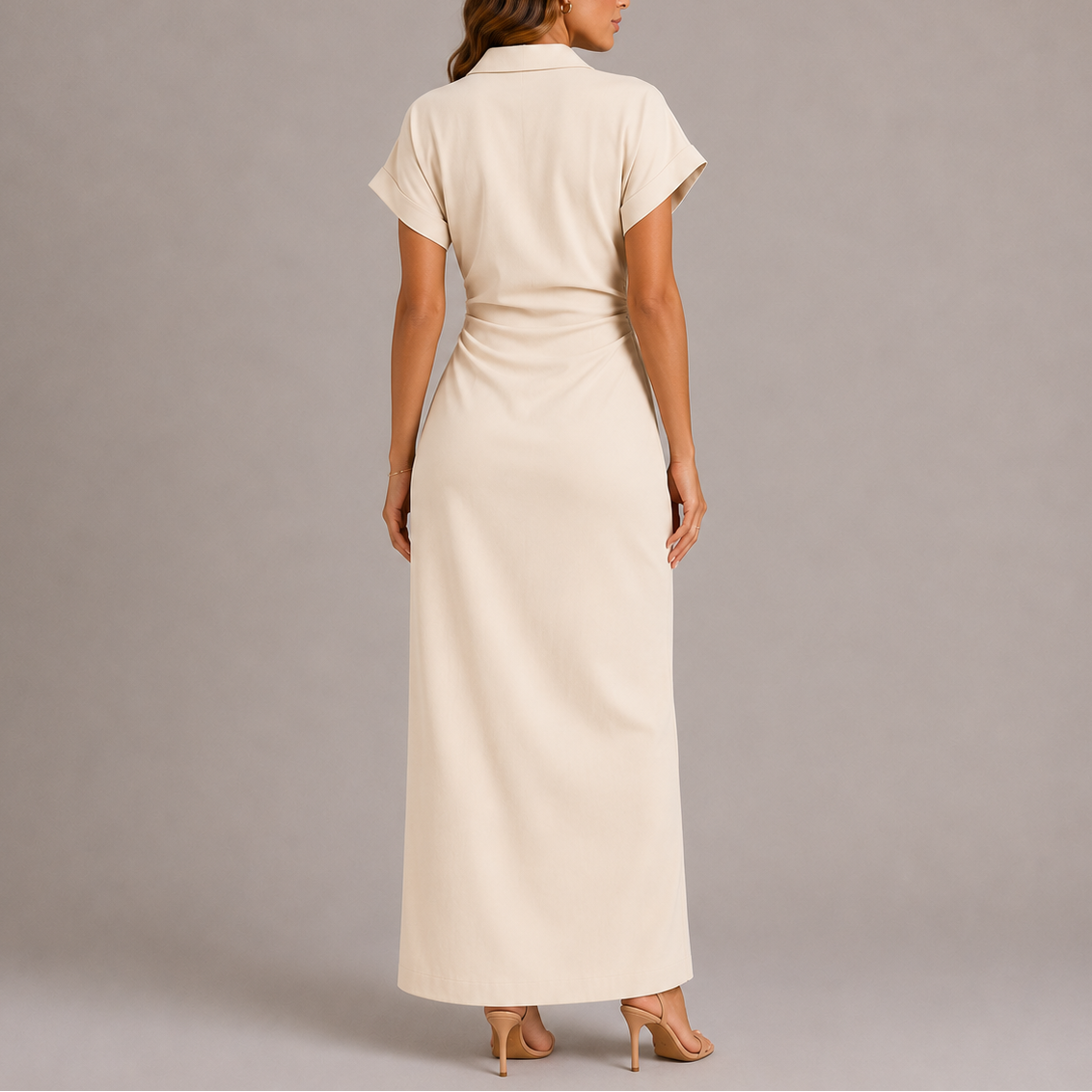 Women’s Tailored Denim Midi Dress with Side Zip Closure 3