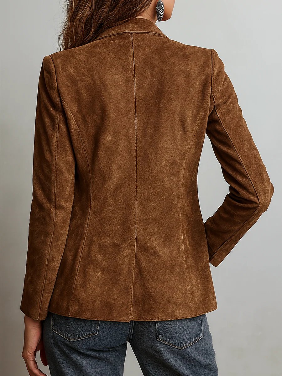 Women’s Tailored Faux Suede Blazer Classic Style 2