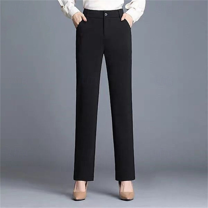 Women’s Tailored Straight-Leg Trousers Mid-Rise Comfort Fit 0
