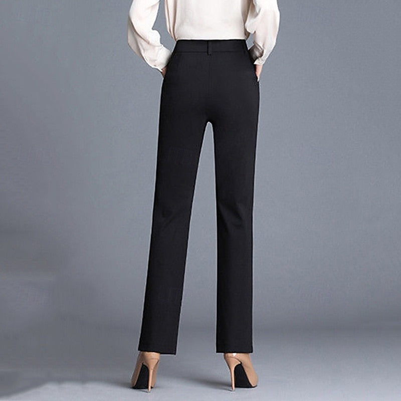 Women’s Tailored Straight-Leg Trousers Mid-Rise Comfort Fit 1