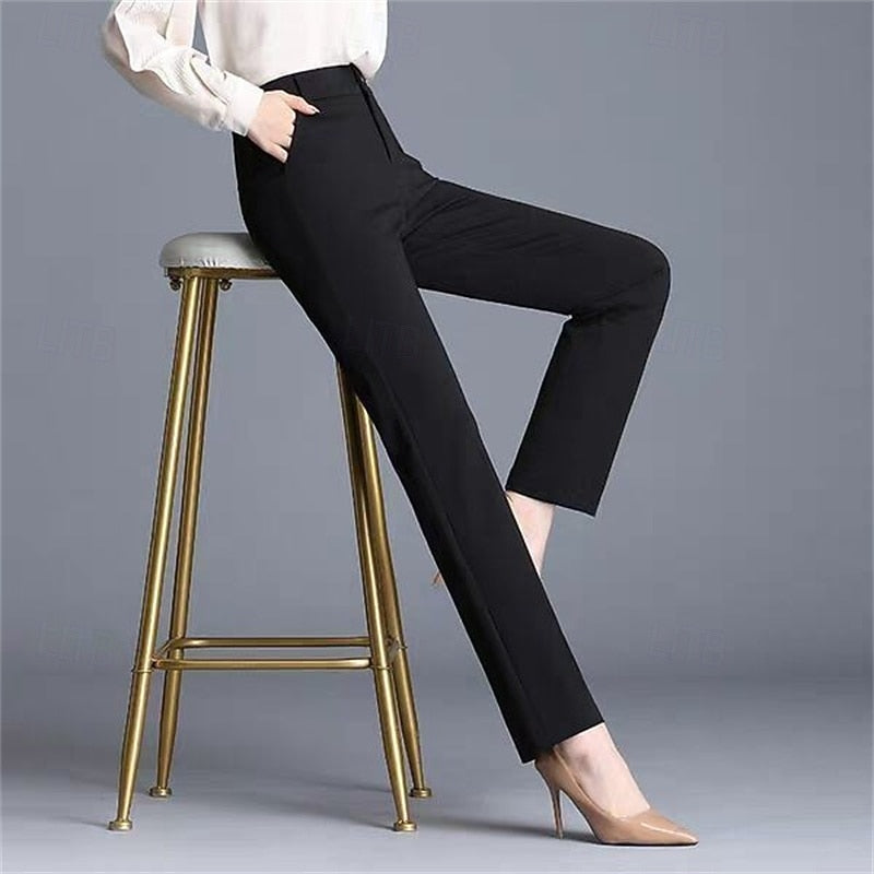Women’s Tailored Straight-Leg Trousers Mid-Rise Comfort Fit 2