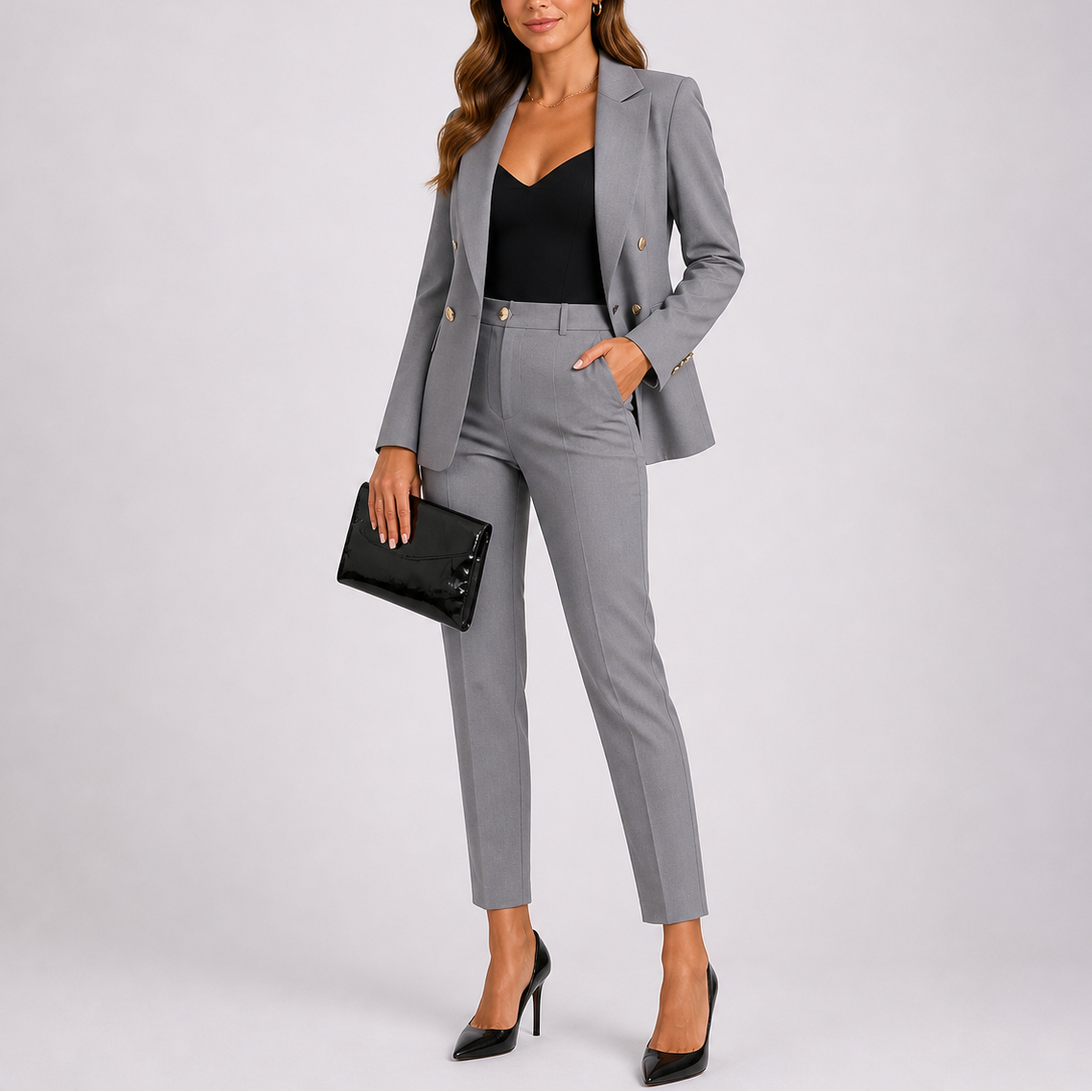 Women’s Tailored Suit Set Blazer and Slim Trousers for Formal Wear 0
