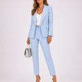 Women’s Tailored Two-Piece Suit Set Structured Blazer and Trousers 0