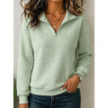 Women’s Textured Quarter-Zip Pullover with Stand Collar 0