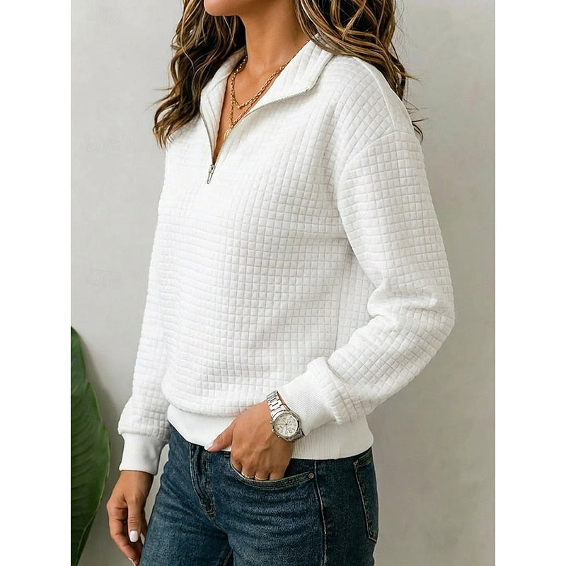 Women’s Textured Quarter-Zip Pullover with Stand Collar 2