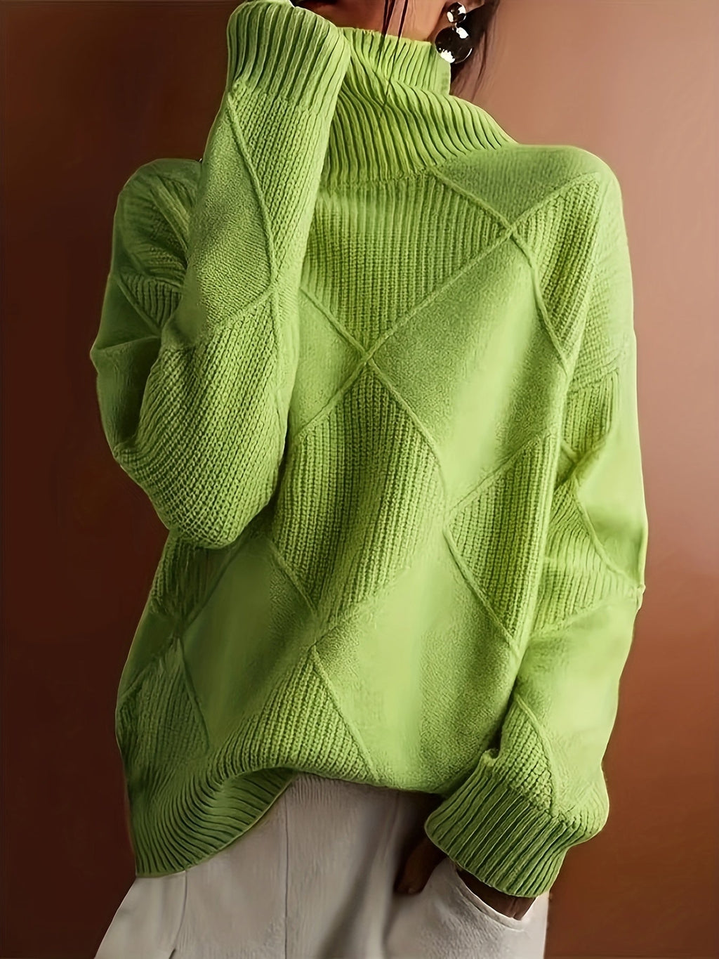 Women’s Textured Turtleneck Sweater Relaxed Fit Warmth 1