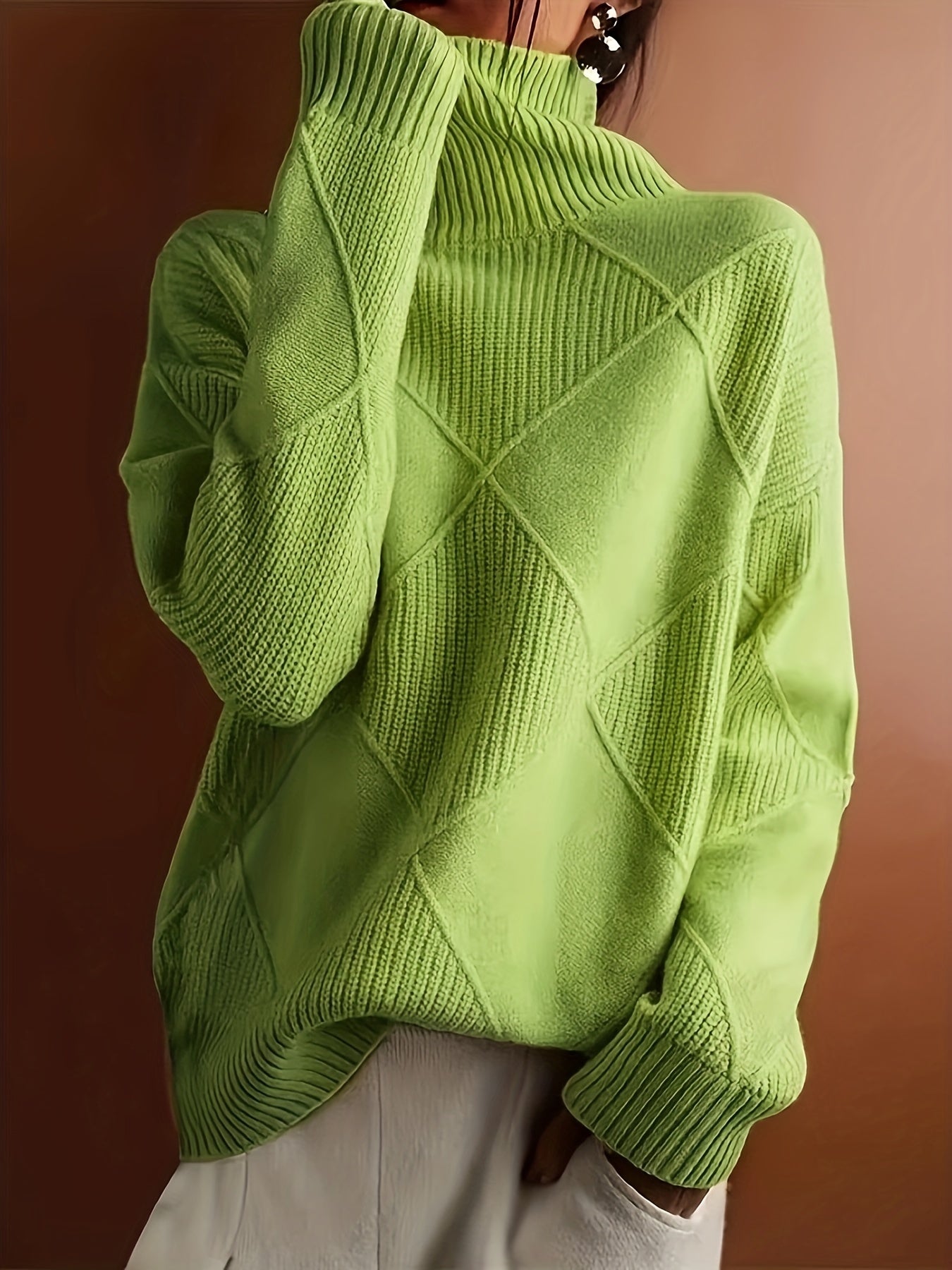 Women’s Textured Turtleneck Sweater Relaxed Fit Warmth 1