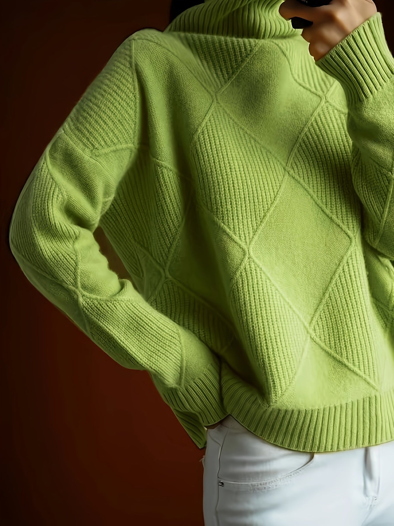 Women’s Textured Turtleneck Sweater Relaxed Fit Warmth 2