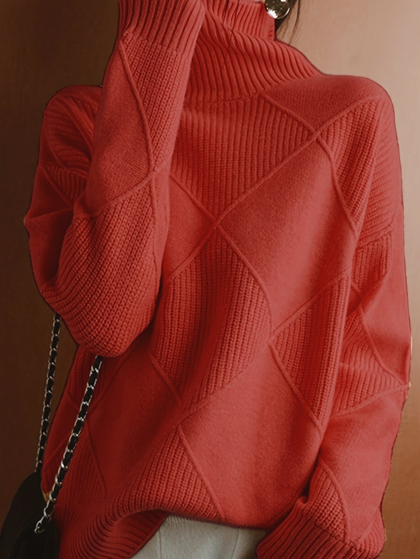 Women’s Textured Turtleneck Sweater Relaxed Fit Warmth 5