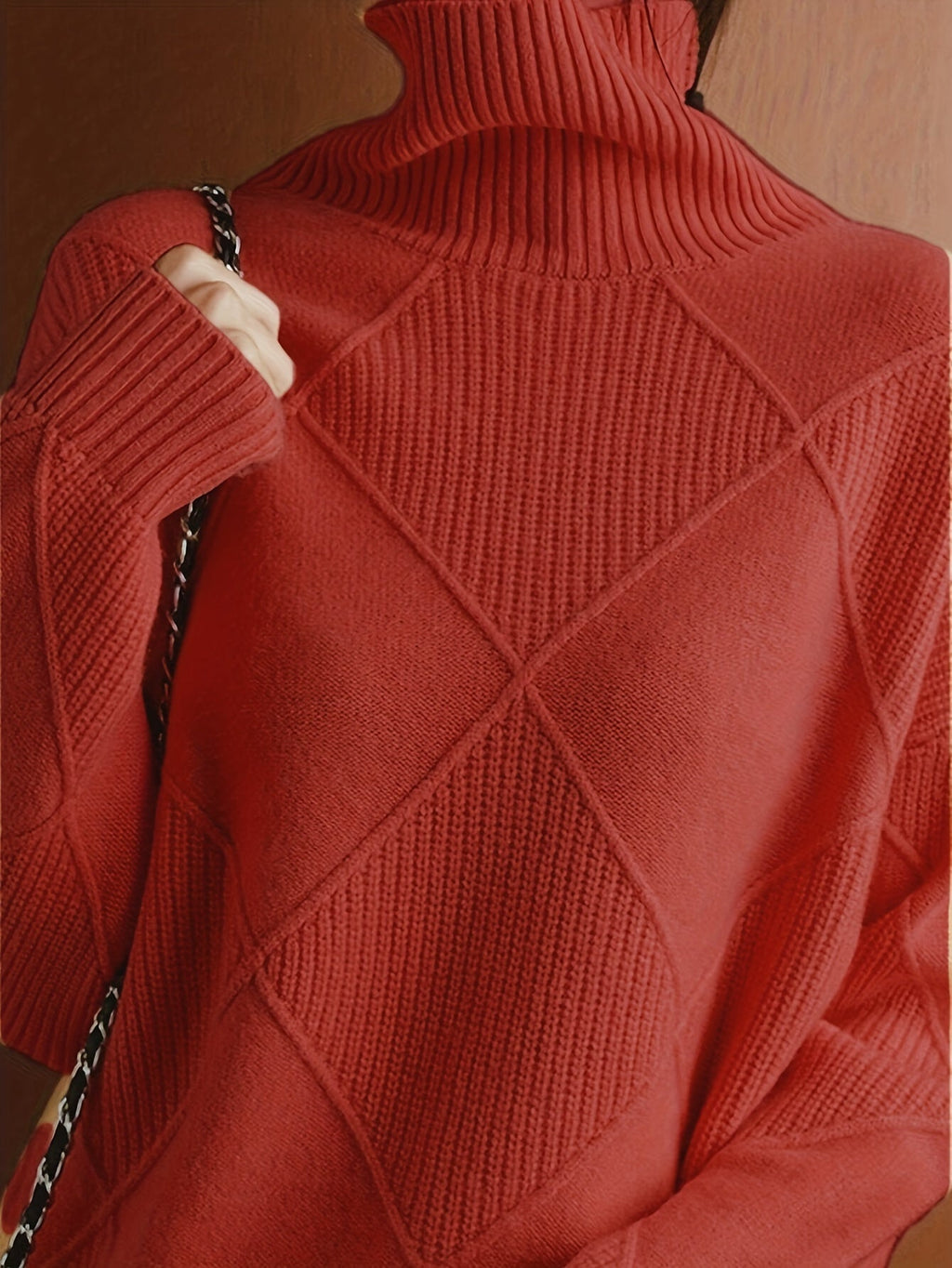 Women’s Textured Turtleneck Sweater Relaxed Fit Warmth 7