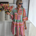 Women’s Tiered A-Line Mini Dress Flattering V-Neck Summer Style 0