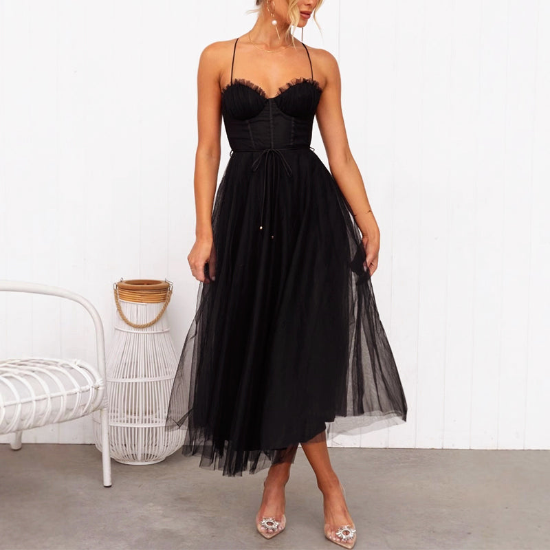 Women’s Tulle Midi Dress Romantic Corset Design 1
