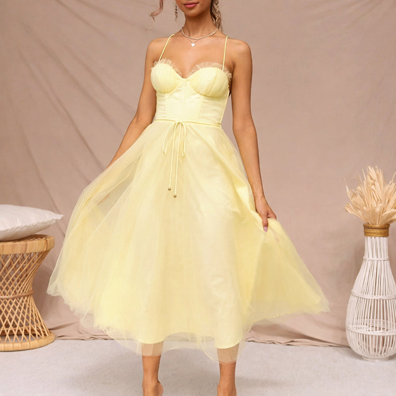 Women’s Tulle Midi Dress Romantic Corset Design 4
