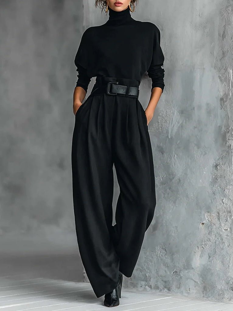 Women’s Turtleneck Jumpsuit Set Chic Long Sleeve Style 0