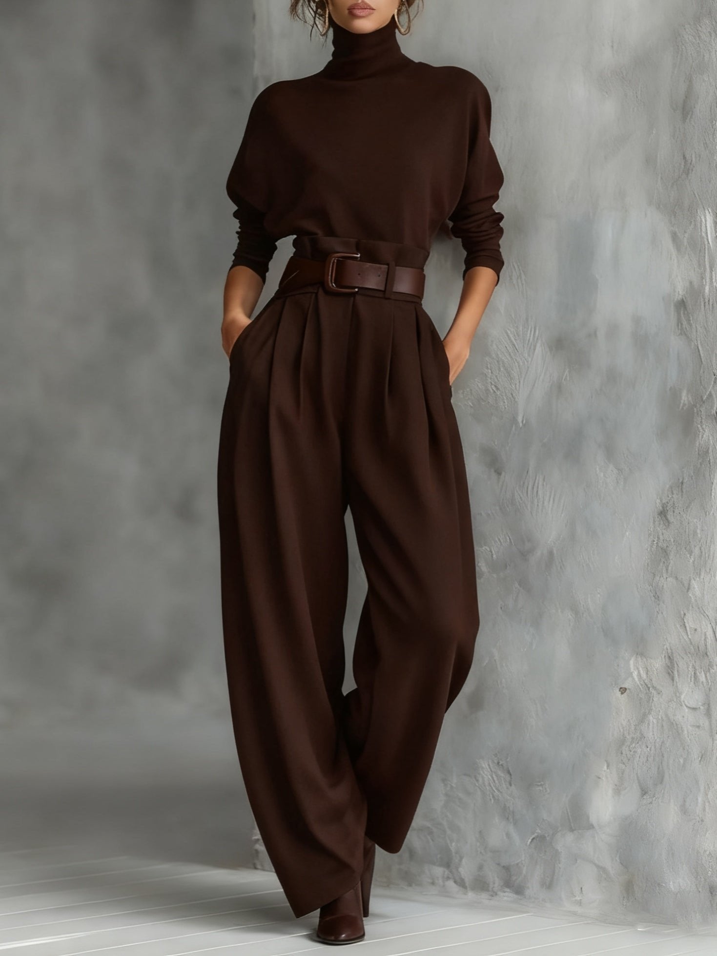 Women’s Turtleneck Jumpsuit Set Chic Long Sleeve Style 4