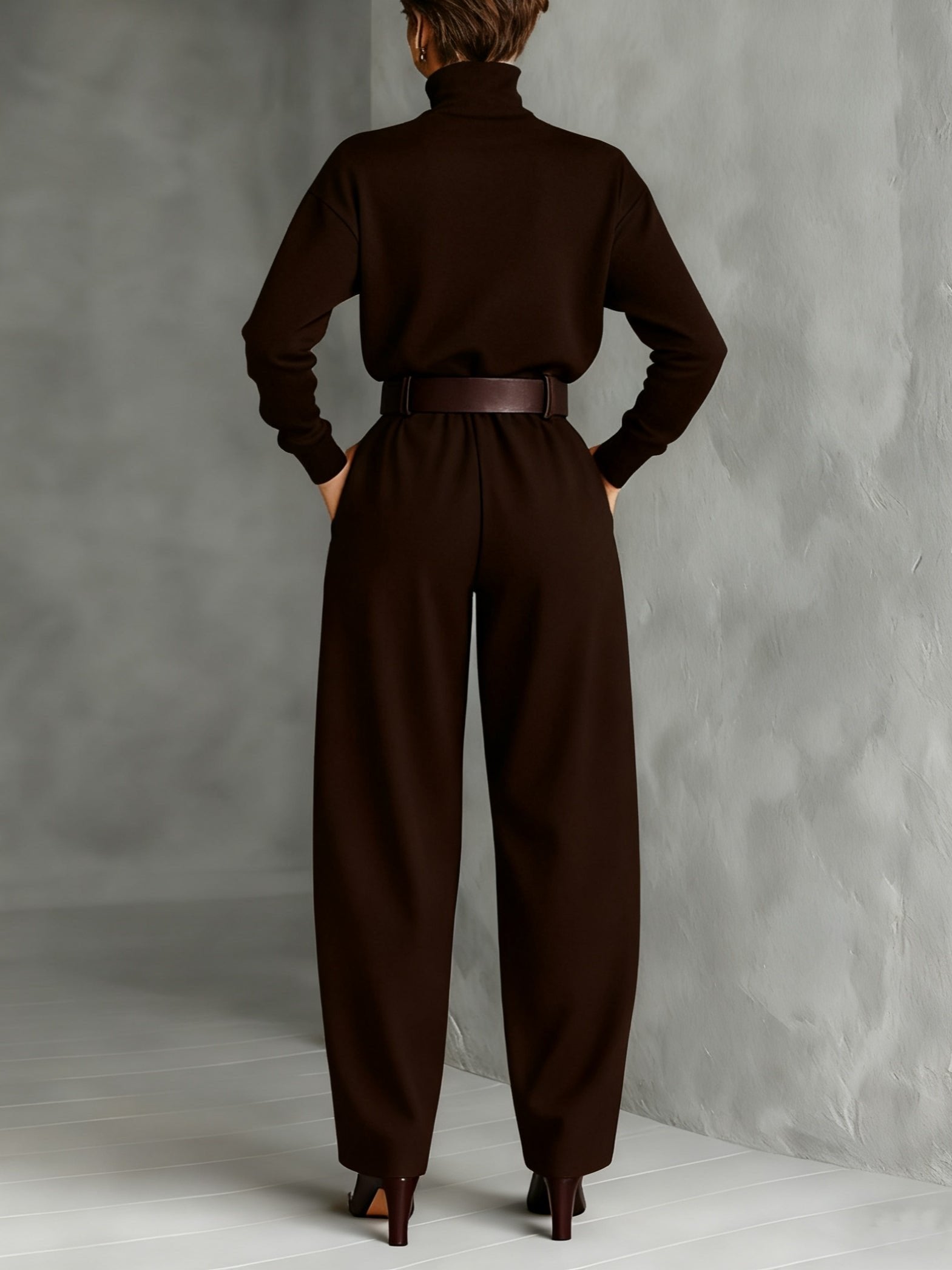 Women’s Turtleneck Jumpsuit Set Chic Long Sleeve Style 5