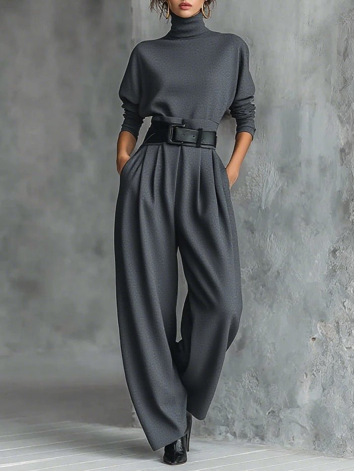 Women’s Turtleneck Jumpsuit Set Chic Long Sleeve Style 6