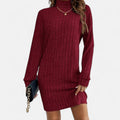 Women’s Turtleneck Knit Dress Textured Design for Seasonal Elegance 0