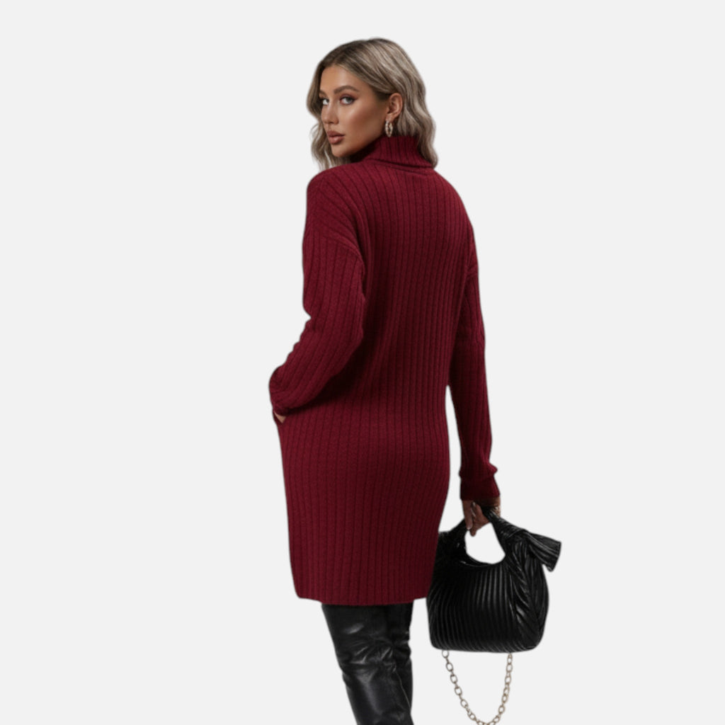 Women’s Turtleneck Knit Dress Textured Design for Seasonal Elegance 2