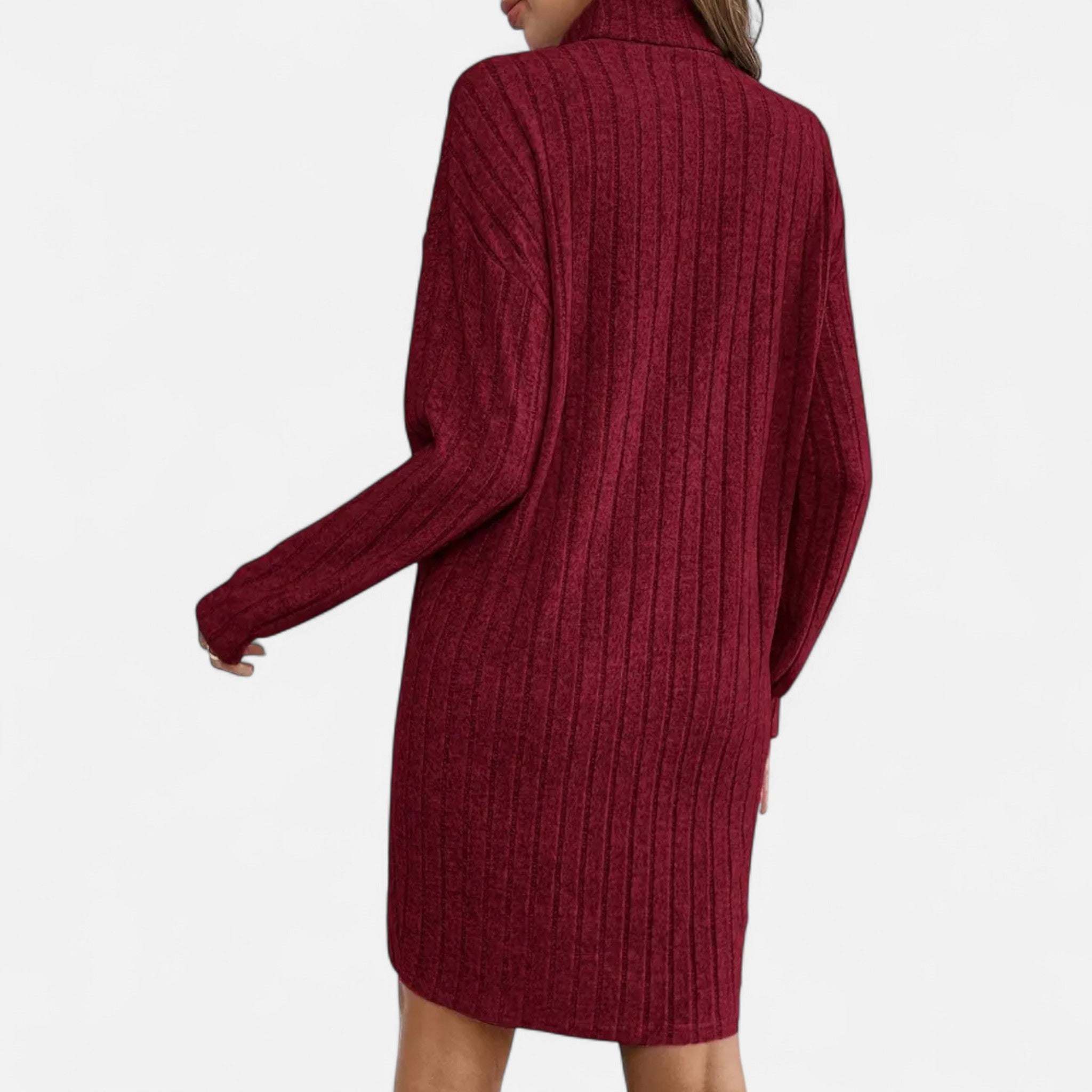 Women’s Turtleneck Knit Dress Textured Design for Seasonal Elegance 7