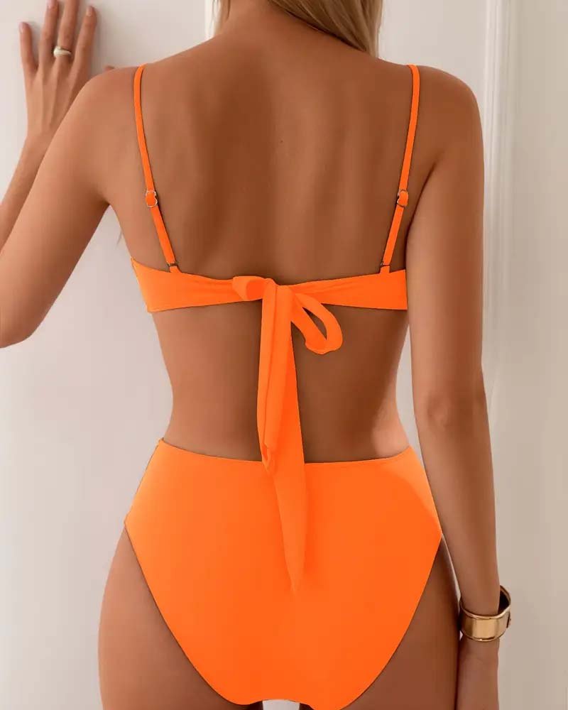 Women’s Two-Piece Bandeau Bikini Set Elegant Metallic Accents 7