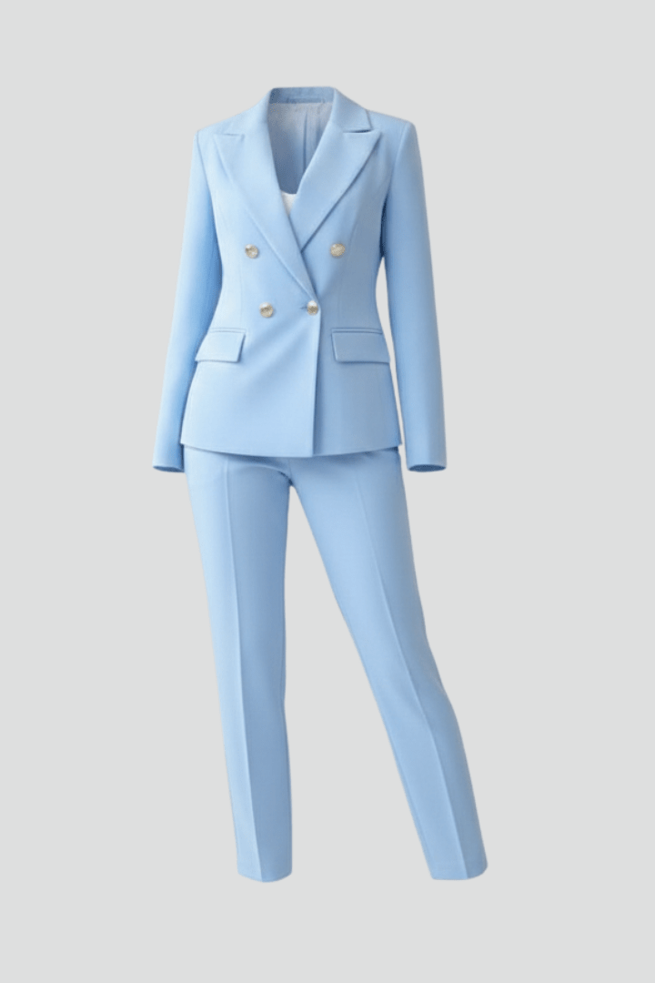 Women’s Two-Piece Pant Suit Classic Notched Lapel Straight Leg Design 1