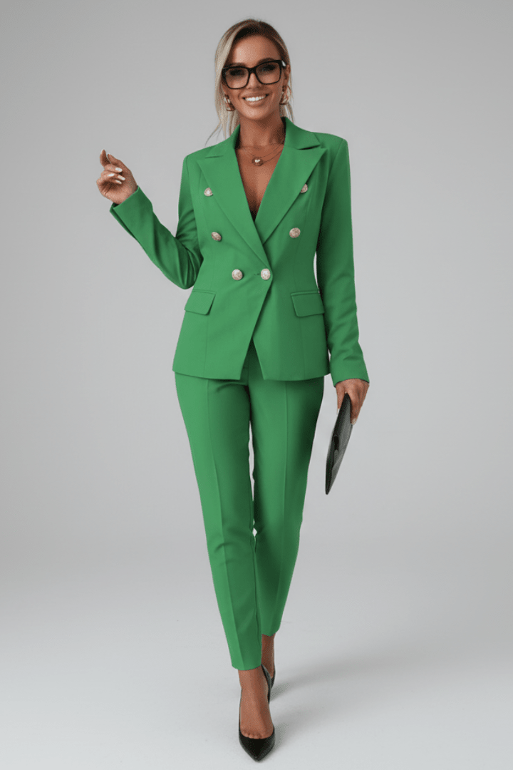 Women’s Two-Piece Pant Suit Classic Notched Lapel Straight Leg Design 13