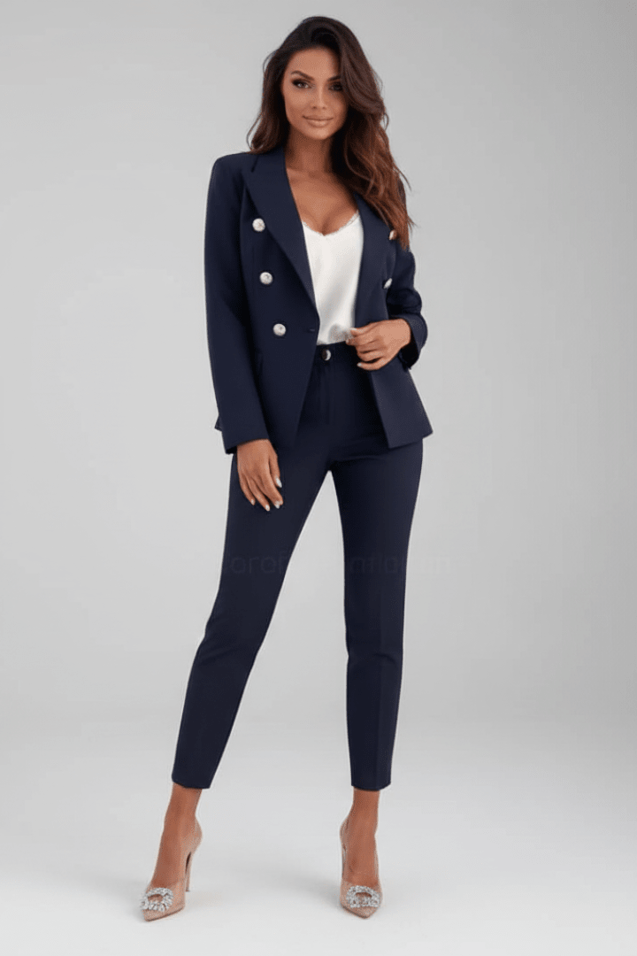 Women’s Two-Piece Pant Suit Classic Notched Lapel Straight Leg Design 6
