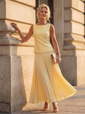 Women’s Two-Piece Set Structured Bodice with Pleated Full-Length Skirt 0