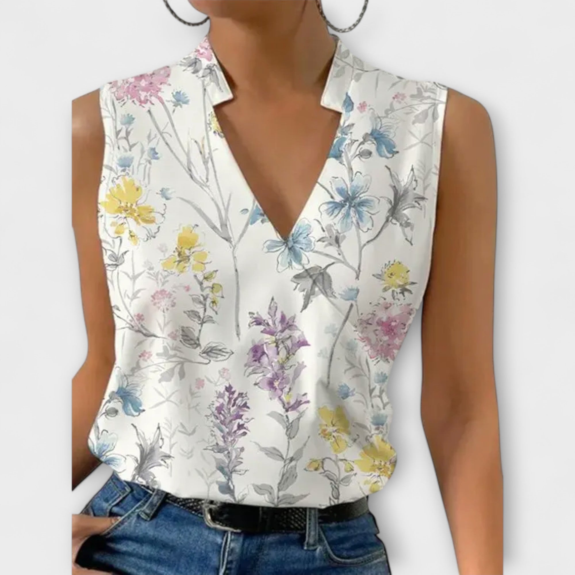 Women’s V-Neck Top Lightweight Summer Style 1