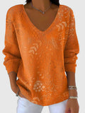 Women’s V-Neck Top Relaxed Fit Autumn Pattern 0