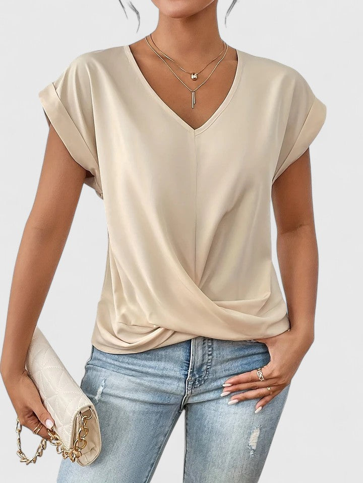 Women’s V-Neck Top Stylish Twist Design Casual Blouse 1