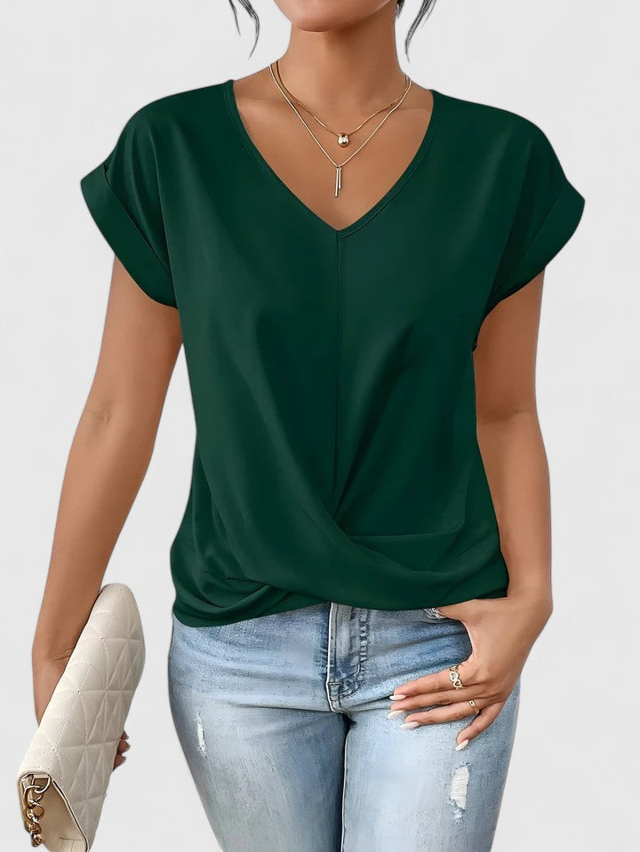 Women’s V-Neck Top Stylish Twist Design Casual Blouse 2