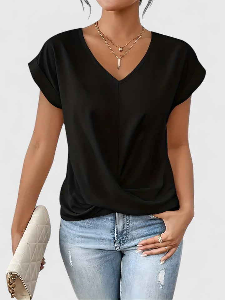 Women’s V-Neck Top Stylish Twist Design Casual Blouse 3