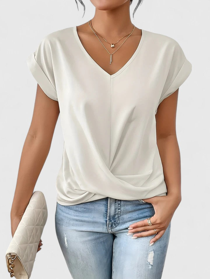Women’s V-Neck Top Stylish Twist Design Casual Blouse 5