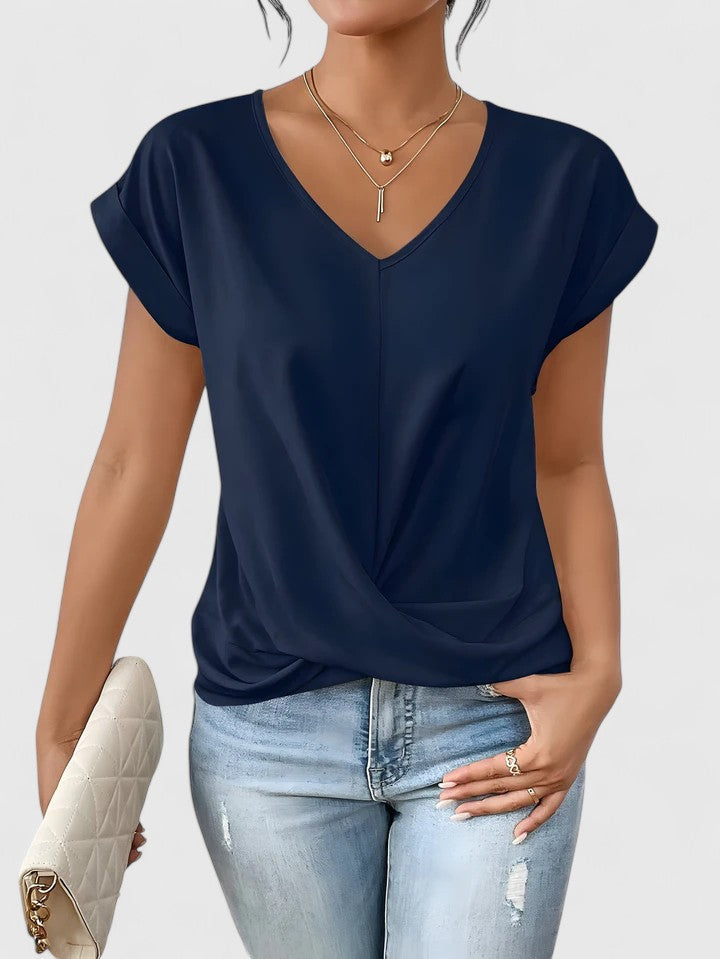 Women’s V-Neck Top Stylish Twist Design Casual Blouse 6