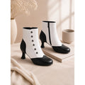 Women’s Vintage Black Ankle Boots Elegant Button Detail 0