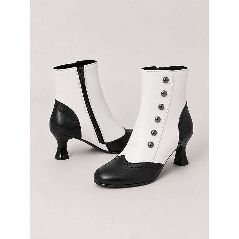 Women’s Vintage Black Ankle Boots Elegant Button Detail 2