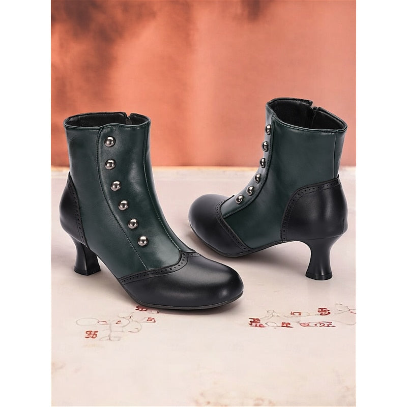 Women’s Vintage Black Ankle Boots Elegant Button Detail 5