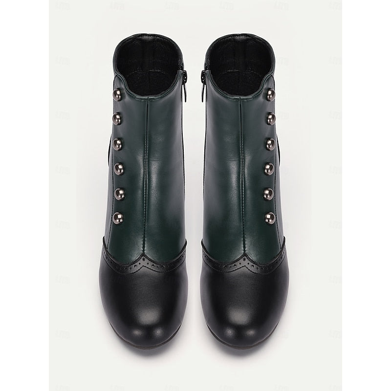 Women’s Vintage Black Ankle Boots Elegant Button Detail 7