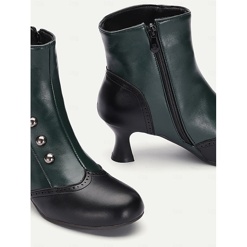 Women’s Vintage Black Ankle Boots Elegant Button Detail 8