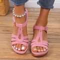 Women’s Vintage Block Heel Sandals Elegant Buckle Design 0