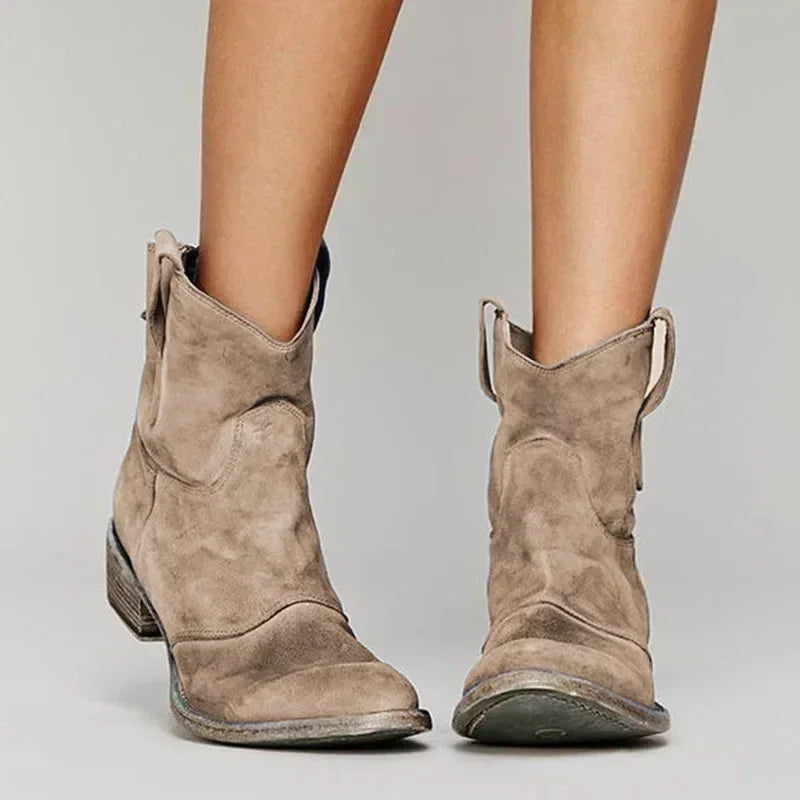 Women’s Vintage Western Ankle Boots Stylish Brown Design 0