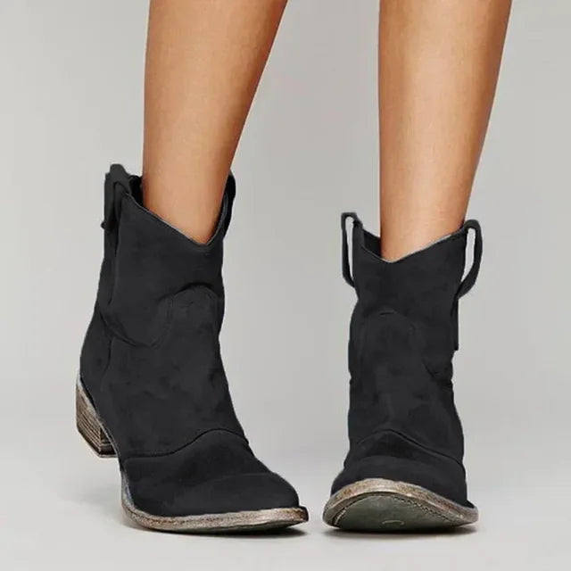 Women’s Vintage Western Ankle Boots Stylish Brown Design 2