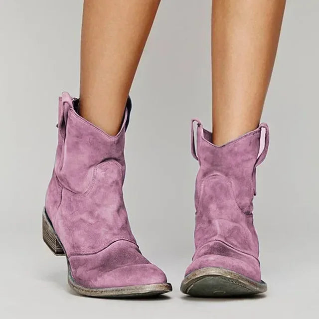 Women’s Vintage Western Ankle Boots Stylish Brown Design 5