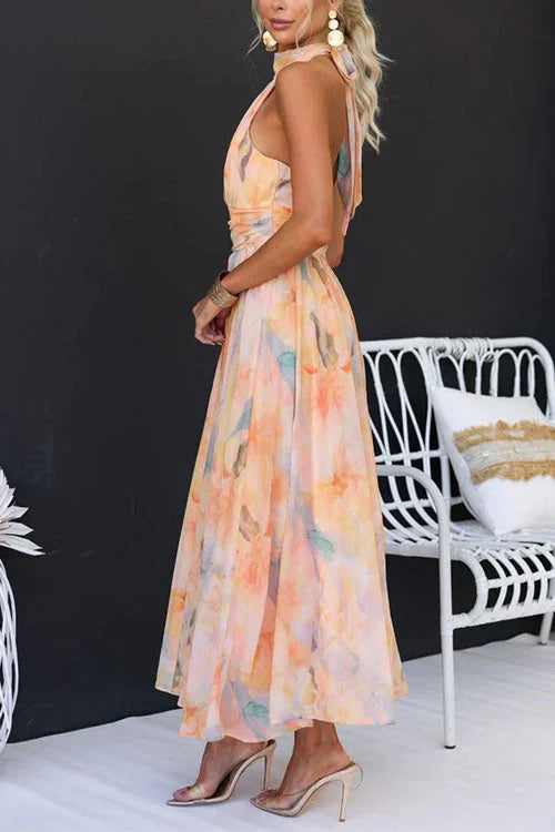 Women’s Watercolour Maxi Dress Artistic Summer Style 4